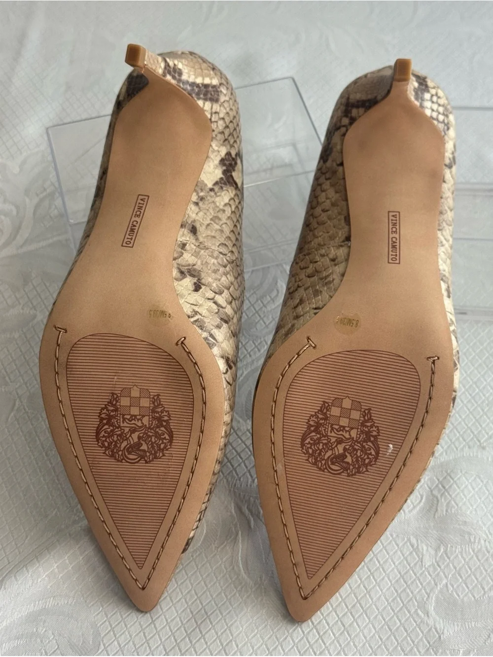 SOLD! Vince Camuto Beige Snake-Print Pointed Toe Pumps